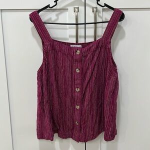 Liz Claiborne Linen Blend Striped Tank Large